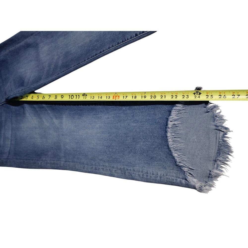 Liverpool Los Angeles The Crop Flare Jeans Blue Raw Frayed Hem Size 10/30 - Picture 3 of 11